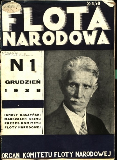 Okładka 1 numeru morskiego pisma gen. Mariusza Zaruskiego „Flota Narodowa” 1928-1939
