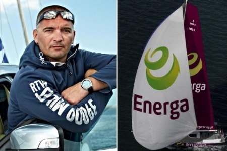 Zbigniew Gutek Gutkowski na jachcie Energa jako pierwszy polski żeglarz w okołoziemskich regatach samotników Vendee Globe Challange 2012-2013