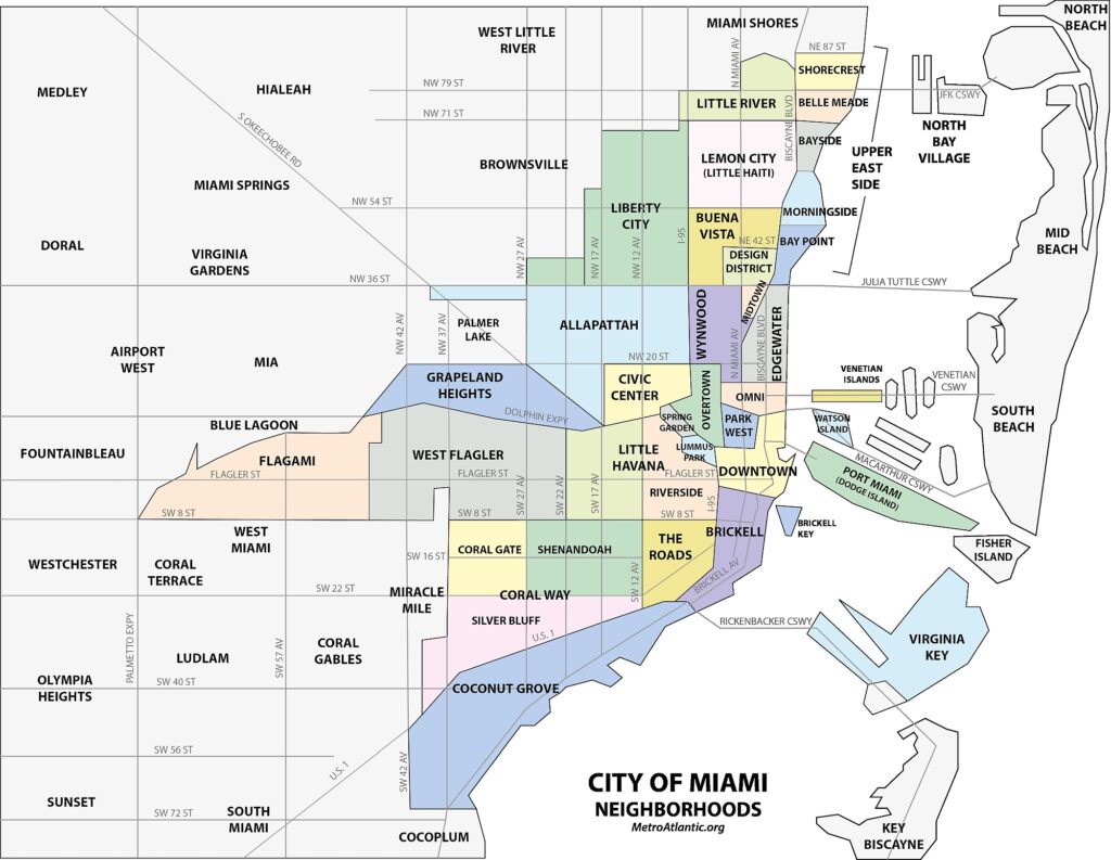 Downtown neighborhoods within the City of Miami